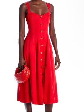 NWT Aqua x Liat Baruch Red Button-Front Sundress